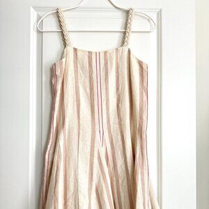 NWT ALEXIS Dimma Sleeveless Linen Mini Dress in Heather Beige Stripe Size S